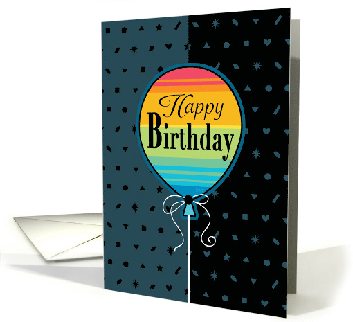 Happy Birthday Striped Balloon Business card (1528774)