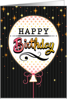 Birthday Retro Stars Balloon Hand Lettered Business card