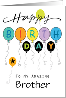 Retro Birthday Balloons Custom Brother card