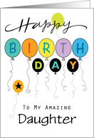 Retro Birthday Balloons Custom Daughter card