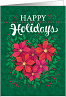 Happy Holidays Poinsettia Heart Christmas Business card