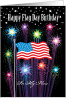 Happy Flag Day Birthday Stars Stripes Fireworks Niece card
