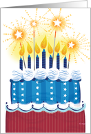 Marine Corps Red White Blue Candles Cake Celebrate Birthday Marine card