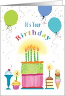 Happy Birthday Cake Cupcake Balloons Dessert card