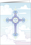 Sympathy Thank You Cross Blue Clouds Religious card