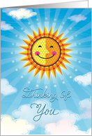 Thinking Of You Smiling Bright Sunshine Hand Lettered card