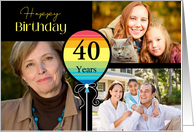 3 Photo 40th Birthday Colorful Balloon card