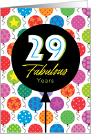 29th Birthday Colorful Floating Balloons With Stars And Dots card