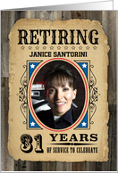 31 Years Custom Name Retirement Invite Wanted Poster card