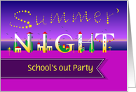 Summer Night. School’s out Party. Invitation card. Custom front text card