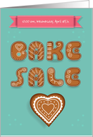 Invitation to a Bake Sale. Cookies font and Heart. Custom Text Front card