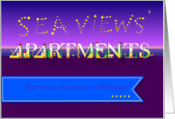 Sea Views Apartments. Business card. Summer offerings. Custom text card