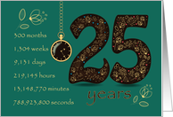 25th Golden Birthday Card. Floral Number 25. Time counting card