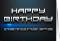 Black Mesh Laser Light Effect Outer Space Birthday card