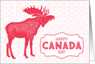 Illustrated Moose Maple Leaves Canada Day card