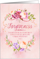 I Forgive You Bible Verse 1 John 1:9 Watercolor Flowers with Beads card