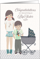 Illustrated Congratulations on Being Big Sister Again, Stroller card