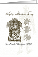 Custom Name Illustrated Doctors’ Day, Human Body Anatomy card