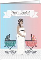 You’re Invited, Gender Reveal Party, Pregnant Woman with Strollers card