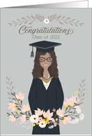 Illustrated Congratulations Class of 2022 Graduate Curly Haired Lady card