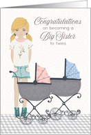Illustrated Congratulations on Being Big Sister to Twins, Boy and Girl card