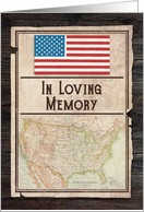 Illustrated Vintage Military Death Announcement United States Flag Map card