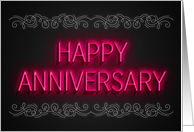 Dating Happy Anniversary Girlfriend Pink Neon Light Effect Letters card