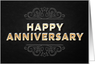 Dating Happy Anniversary Girlfriend Metallic Letters Effect card