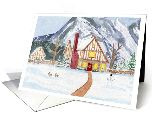 Cozy Cottage in a Snowy Landscape card (1446836)