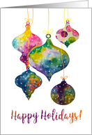 Happy Holidays - Watercolor Christmas Tree Ornaments card