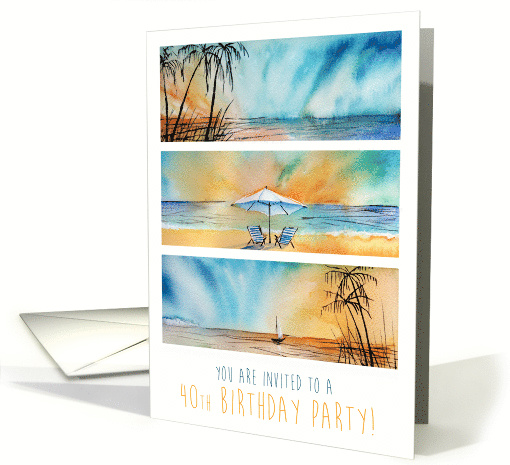 40th Birthday Invitation Beach Ocean Seaside Sunset... (1532658)