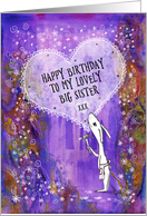 Happy Birthday, Big Sister, Rabbit with Hammer and Heart, Art card