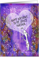 Happy Birthday, Partner, Rabbit with Hammer and Heart, Art card
