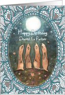 Happy Birthday, Ex Partner, Hares with Moon, Art card