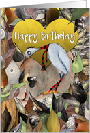 Happy Birthday Little Ergot Bird with Stripy Worm card