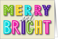 Merry and Bright, Fun and Festive Christmas, Colorful Typography card