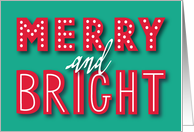Merry and Bright, Fun and Festive Christmas,Typography, Red and Green card