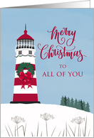 Merry Christmas, Lighthouse, Wreath, Nautical, All of You card