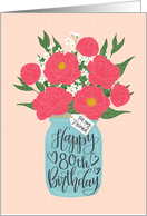 Friend, 80th, Happy Birthday, Mason Jar, Flowers, Hand Lettering card