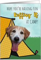 Ruffing It At Camp, Cute Dog in Tent card