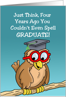 Cartoon Owl with Graduation Cap On card