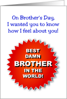 Brother’s Day Card with an Image of a Badge, Best Damn Brother card