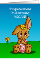 Congratulations On Becoming Vegan Card With Cute Bunny card