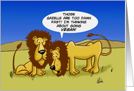 Congratulations On Going Vegan Card With Two Cartoon Lions card