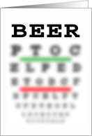 Birthday Card With Blurry Eye Chart Except The Word Beer card