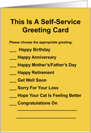 Humorous Self-Service Greeting Card With Choices To Make card