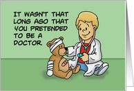 Doctors’ Day Card For Future Doctor With Young Boy Examining Bear card