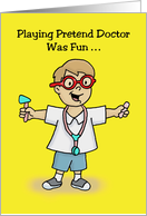 Doctors’ Day Card For Future Doctor With Boy Pretending To Be One card
