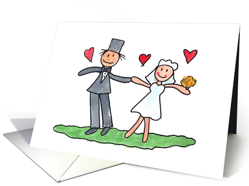Cute Wedding Congratulations Card With Child-like Drawing... (1567194)