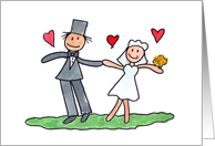 Cute Wedding Congratulations Card With Child-like Drawing Of Couple card